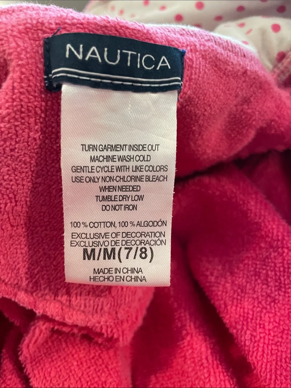 Nautica Bright Pink Hooded Kids Robe with Character Face